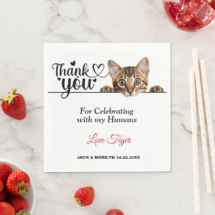 Schattigee gestreepte peeking kat papier servetten