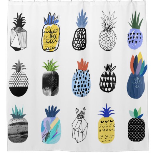 Schattigee getextureerde ananas,  collectie. douchegordijn (Voorkant)