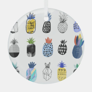 Schattigee getextureerde ananas, collectie. glas ornament
