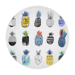 Schattigee getextureerde ananas, collectie. snijplank