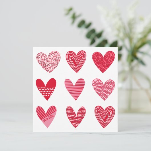 Schattigee getextureerde harten in roze en rood (Staand voorkant)