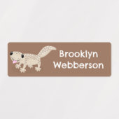 Schattigee gevlekte tan gecko cartoon gepersonalis labels (Design 2)