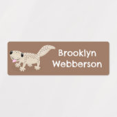 Schattigee gevlekte tan gecko cartoon gepersonalis labels (Design 1)