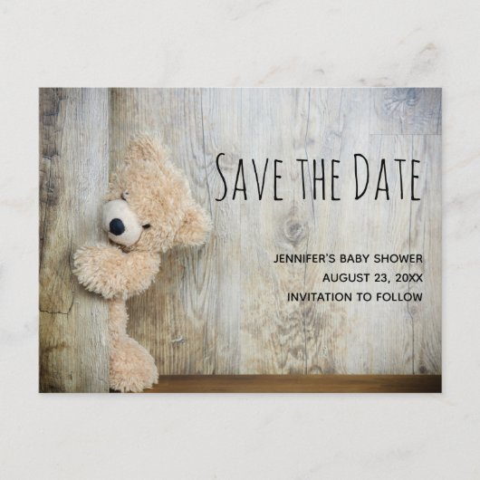 Schattigee gevulde Beer foto Opslaan van de datum Uitnodiging Briefkaart (Voorkant)