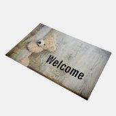 Schattigee gevulde Beer rustieke houten wand welko Deurmat (Schuin)
