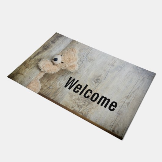 Schattigee gevulde Beer rustieke houten wand welko Deurmat (Schuin)