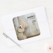 Schattigee gevulde Beren rustieke houten wandzaken Vierkante Sticker (Envelop)
