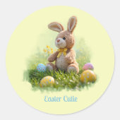 Schattigee gevulde paashaas ronde sticker (Voorkant)