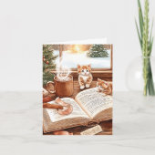 Schattigee Gezellige Kitten Waterverf Kerst Feestdagen Kaart (Voorkant)