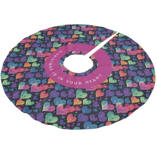 Schattigee Gezellige Kleurrijke Hart Kerst Waterve Kerstboom Rok (Gekanteld)