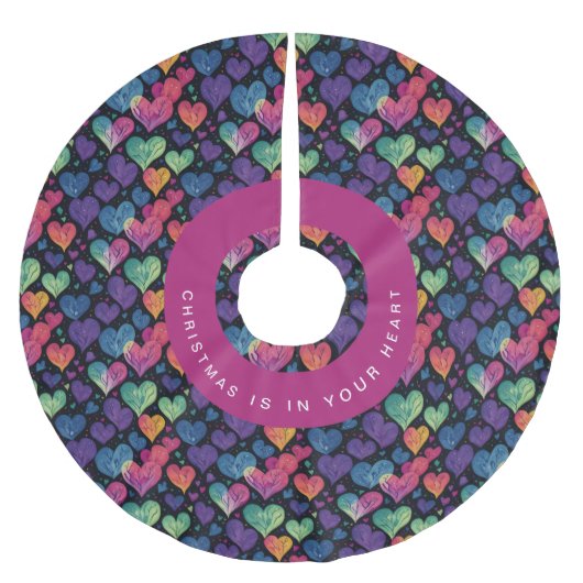 Schattigee Gezellige Kleurrijke Hart Kerst Waterve Kerstboom Rok (Voorkant)