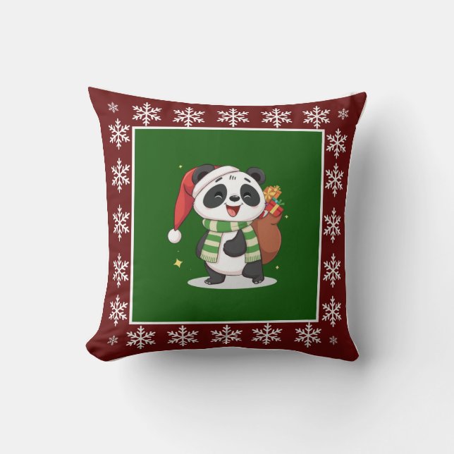 Schattigee Gezellige Trendy Panda Beer Kerst Geen  Kussen (Voorkant)