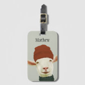 Schattigee gezellige wintergeit met beanie Pet en Bagagelabel (Voorkant (verticaal))