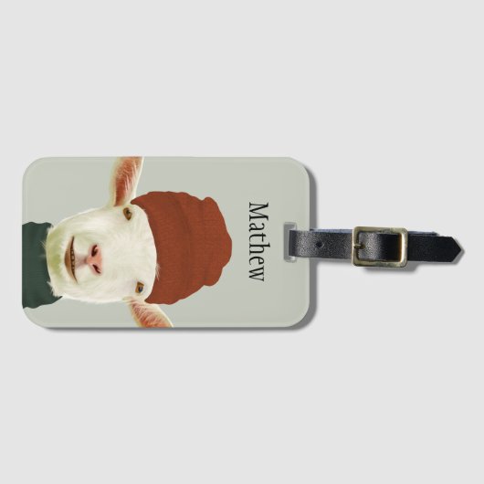 Schattigee gezellige wintergeit met beanie Pet en Bagagelabel (Voorkant (horizontaal))