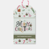 Schattigee gezellige winterse grillige vrolijke ke cadeaulabel (Voorkant)