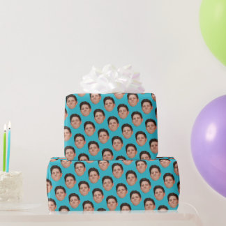 Schattigee Gezichtsfoto Hawaiian Blue Gift Wrappin Cadeaupapier