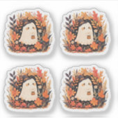 Schattigee Ghost Autumn Bloemen Halloween Design A Sticker (Voorkant)