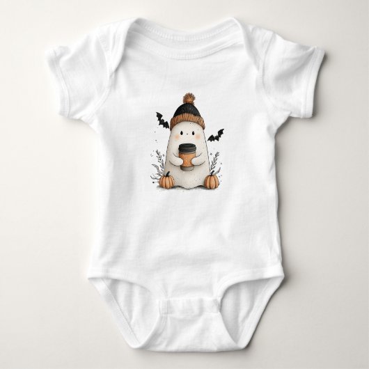 Schattigee Ghost Baby Outfit - Gezellige Herfst Ha Romper (Voorkant)