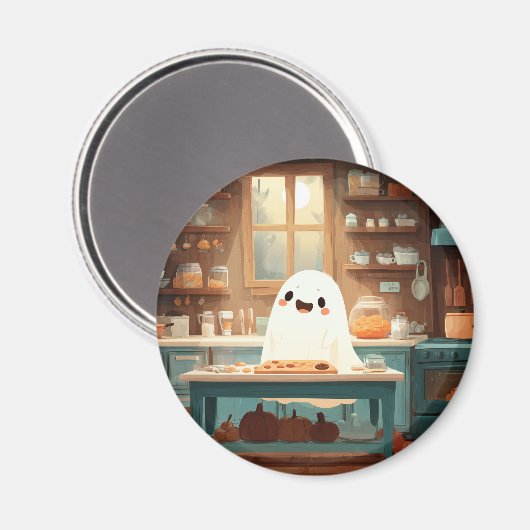 Schattigee Ghost Baking Cookies – Gezellige Spooky Magneet (Voorkant / Achterkant)