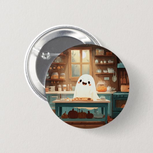 Schattigee Ghost Baking Cookies – Gezellige Spooky Ronde Button 5,7 Cm (Voorkant /achterkant)