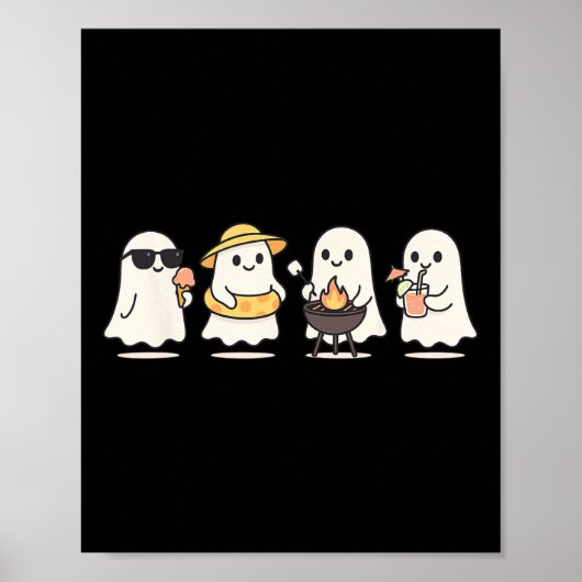Schattigee Ghost Beach Vakantie Zomer Halloween BB Poster (Voorkant)