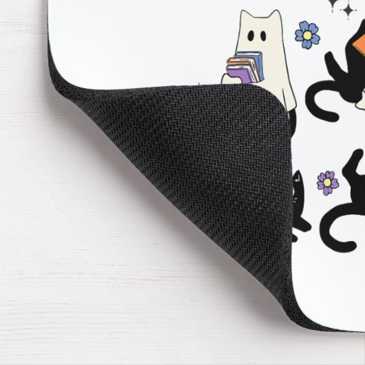 Schattigee Ghost Black Cat Leesboeken Spooky Hallo Muismat (Hoek)