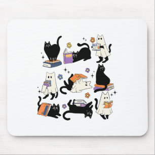 Schattigee Ghost Black Cat Leesboeken Spooky Hallo Muismat