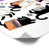 Schattigee Ghost Black Cat Leesboeken Spooky Hallo Poster (Hoek)
