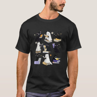 Schattigee Ghost Black Cat Leesboeken Spooky Hallo T-shirt
