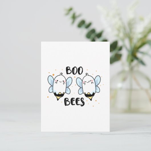 Schattigee Ghost Boo Bees - Funny Halloween op wit Briefkaart (Staand voorkant)