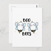 Schattigee Ghost Boo Bees - Funny Halloween op wit Briefkaart (Voorkant / Achterkant)