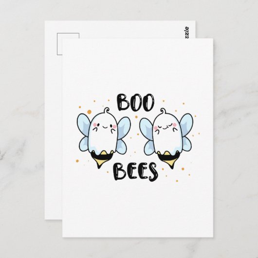 Schattigee Ghost Boo Bees - Funny Halloween op wit Briefkaart (Voorkant / Achterkant)