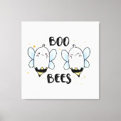 Schattigee Ghost Boo Bees - Funny Halloween op wit Canvas Afdruk (Voorkant)