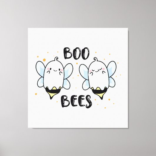 Schattigee Ghost Boo Bees - Funny Halloween op wit Canvas Afdruk (Voorkant)