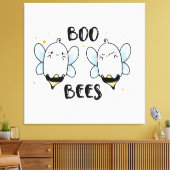 Schattigee Ghost Boo Bees - Funny Halloween op wit Canvas Afdruk (Insitu (Woonkamer))