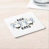 Schattigee Ghost Boo Bees - Funny Halloween op wit Kartonnen Onderzetters (Schuin)