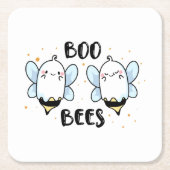 Schattigee Ghost Boo Bees - Funny Halloween op wit Kartonnen Onderzetters (Voorkant)