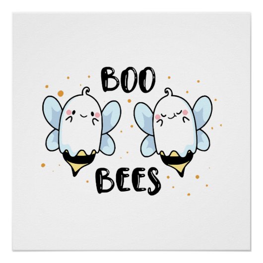 Schattigee Ghost Boo Bees - Funny Halloween op wit Perfect Poster (Voorkant)