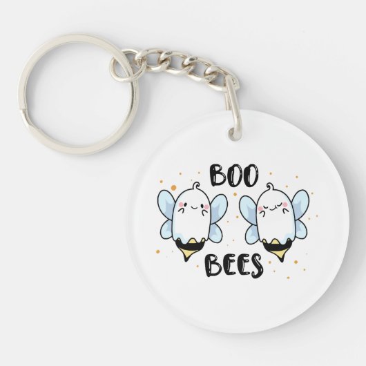 Schattigee Ghost Boo Bees - Funny Halloween op wit Sleutelhanger (Voorkant)