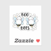 Schattigee Ghost Boo Bees - Funny Halloween op wit Sticker (Vel)