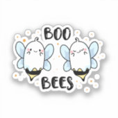 Schattigee Ghost Boo Bees - Funny Halloween op wit Sticker (Voorkant)