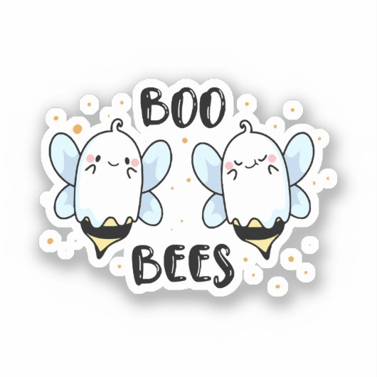 Schattigee Ghost Boo Bees - Funny Halloween op wit Sticker (Voorkant)