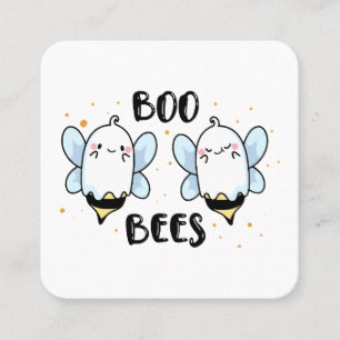 Schattigee Ghost Boo Bees - Funny Halloween op wit Vierkante Visitekaartje
