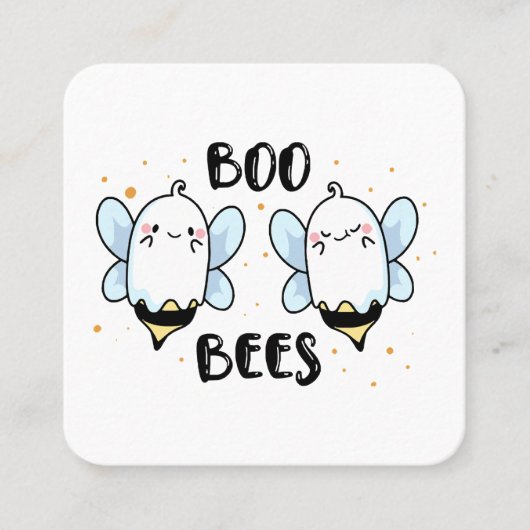 Schattigee Ghost Boo Bees - Funny Halloween op wit Vierkante Visitekaartje (Voorkant)