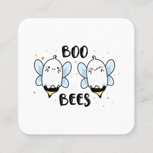 Schattigee Ghost Boo Bees - Funny Halloween op wit Vierkante Visitekaartje (Achterkant)