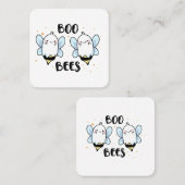 Schattigee Ghost Boo Bees - Funny Halloween op wit Vierkante Visitekaartje (Voorkant / Achterkant)