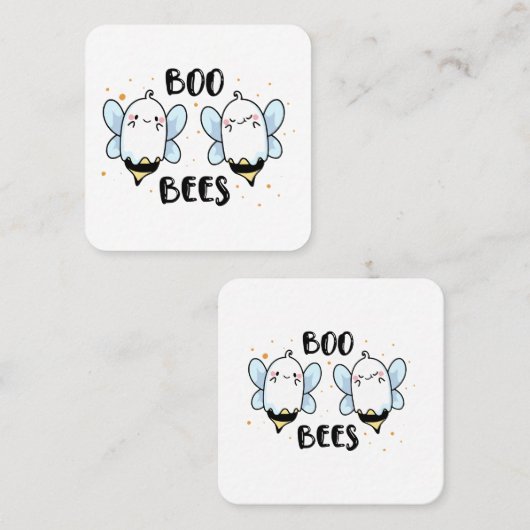 Schattigee Ghost Boo Bees - Funny Halloween op wit Vierkante Visitekaartje (Voorkant / Achterkant)