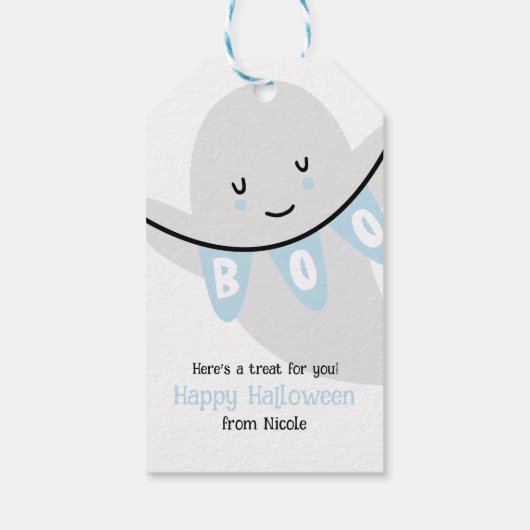 SCHATTIGEE GHOST BOO HALLOWEEN KINDER TRAKTATIE CADEAULABEL (Achterkant)