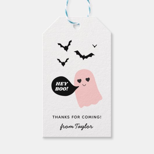 Schattigee Ghost Boo Naam Halloween Verjaardag Cadeaulabel (Voorkant)