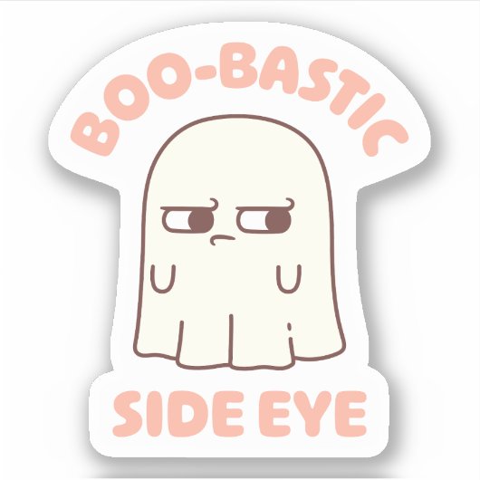 Schattigee Ghost BooBastic Side Eye Funny Sticker (Voorkant)
